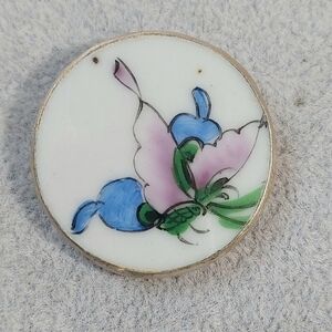 Chinese Shard Painted Ceramic Button